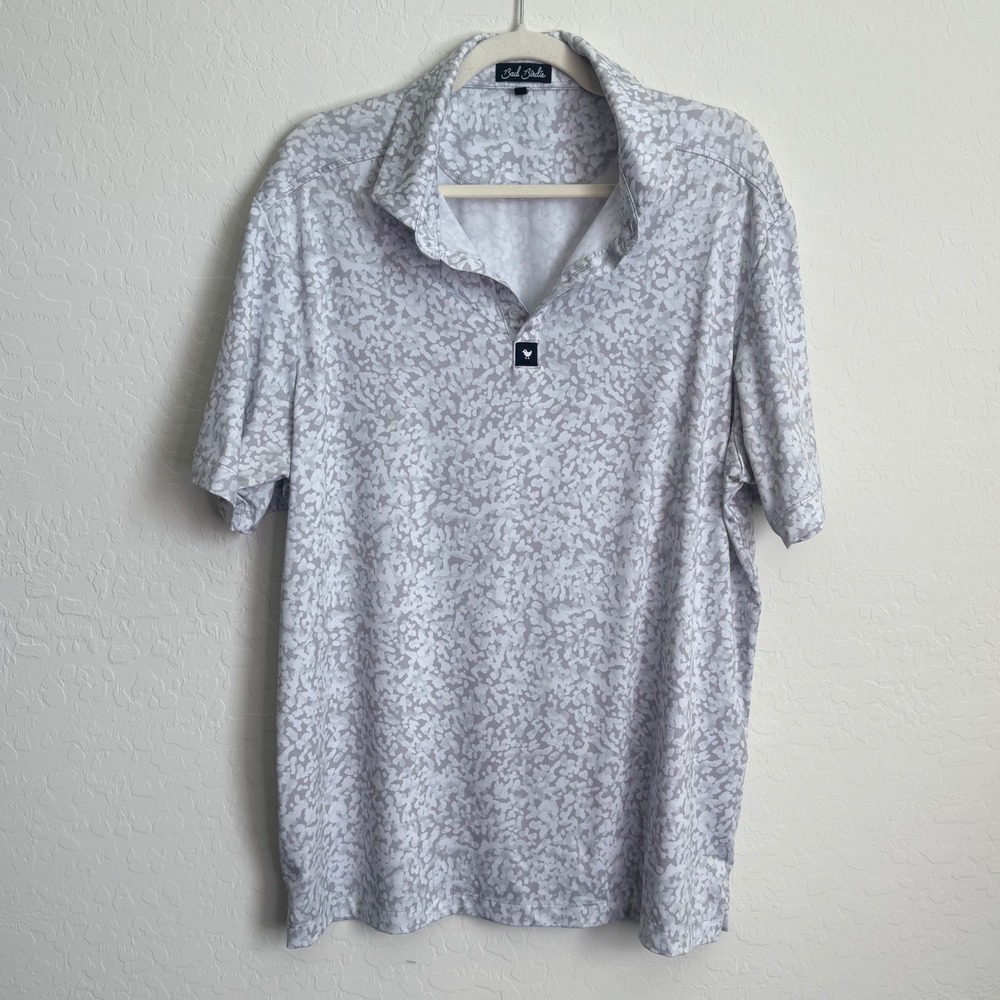 Bad Birdie Mens XL Salt Shaker Camo Performance Golf Polo Shirt Company Logo